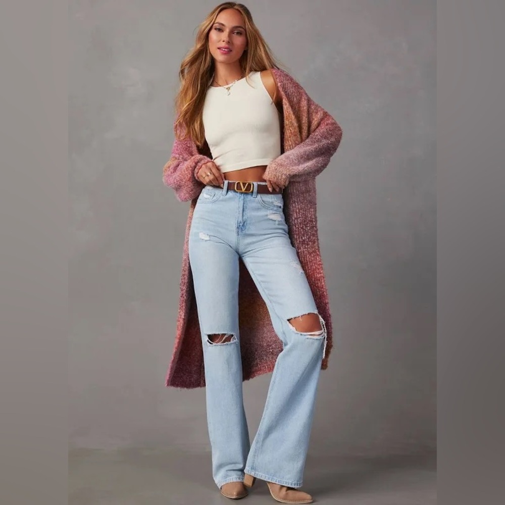 VICI Emilia mauve ombré duster cardigan